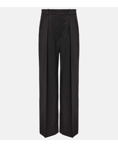 Wardrobe NYC Pantaloni a gamba larga in lana vergine - Nero