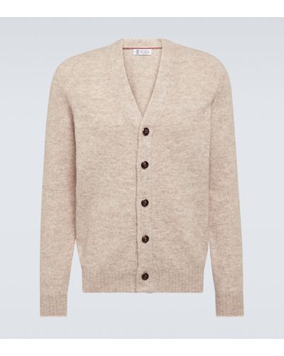 Brunello Cucinelli Wool And Cotton-blend Cardigan - Natural