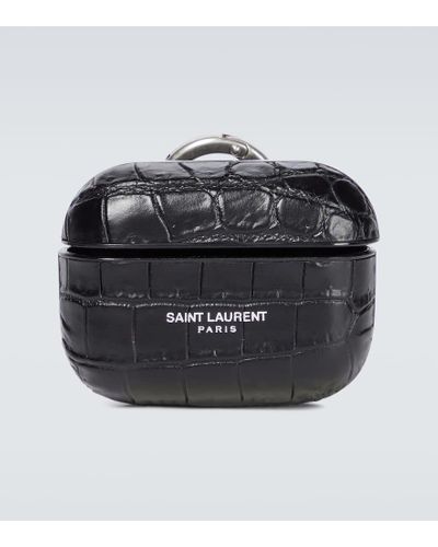 Saint Laurent Huelle fuer AirPods Pro aus Leder - Schwarz