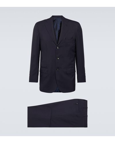 Kiton Single-breasted Wool Suit - Blue