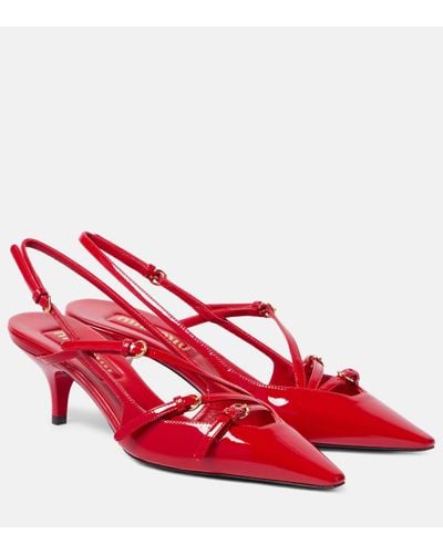 Miu Miu Patent Leather Slingback Court Shoes - Red