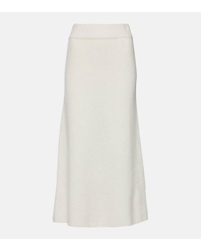 Lisa Yang Kael Boucle Cashmere Midi Skirt - White