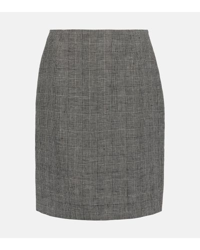 Blazé Milano Coci Checked Linen Pencil Skirt - Grey