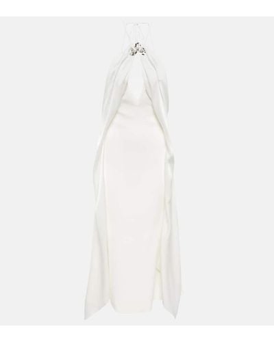 David Koma Abito midi con scollo all'americana - Bianco