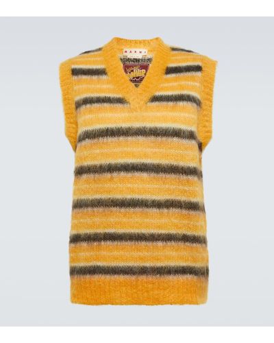 Marni Striped Mohair-blend Sweater Vest - Yellow