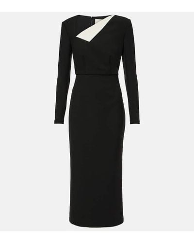 Roland Mouret Asymmetric Crepe Midi Dress - Black