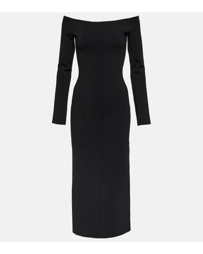 Galvan London Aphrodite Off-shoulder Midi Dress - Black