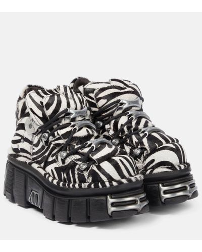 Vetements X New Rock Zebra-print Calf-hair Platform Trainers - Black
