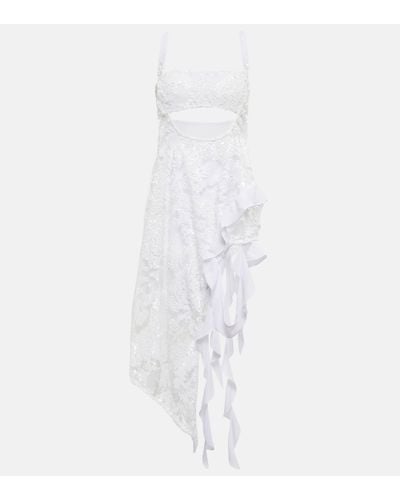 The Attico Robe asymetrique a sequins - Blanc
