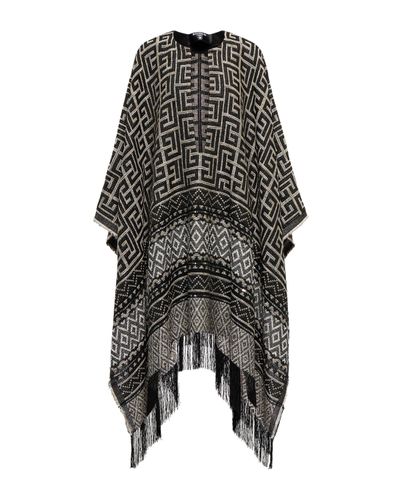 Balmain Poncho aus Jacquard-Strick - Schwarz