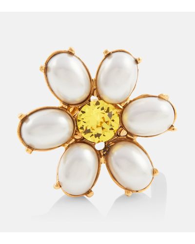 Oscar de la Renta Daisy Faux Pearl Ring - Metallic