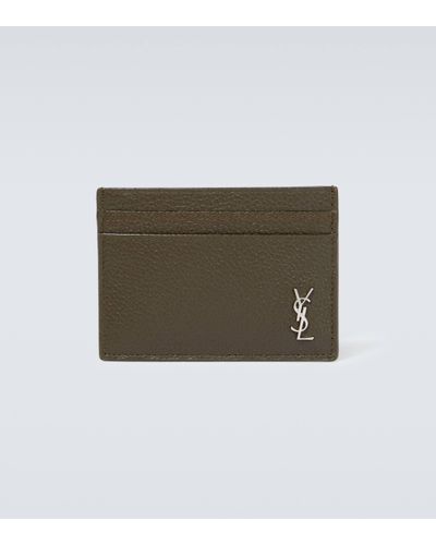 Saint Laurent Tiny Cassandre Leather Cardholder - Green
