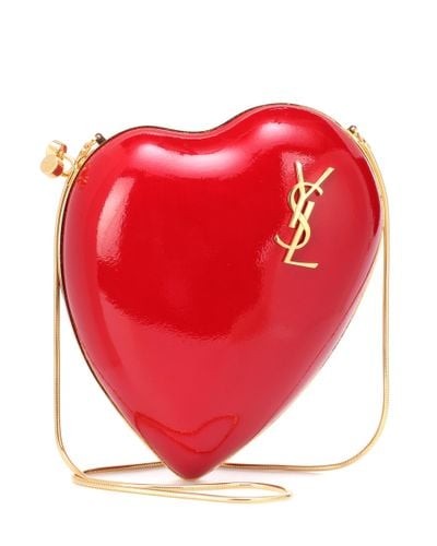 Saint Laurent Love Box Leather Shoulder Bag - Red