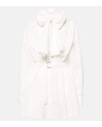 Norma Kamali Besticktes Minikleid aus Baumwolle - Weiß