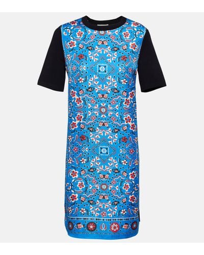 Tory Burch Robe en soie et laine - Bleu