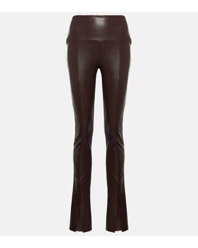 Norma Kamali High-rise Faux Leather Flared leggings - Brown
