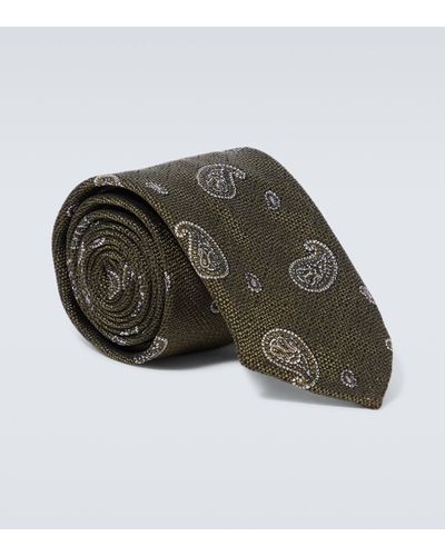 Lardini Cravate en coton et soie - Vert