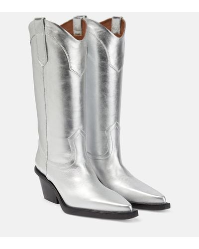 Paris Texas Dakota Metallic Leather Cowboy Boots - White