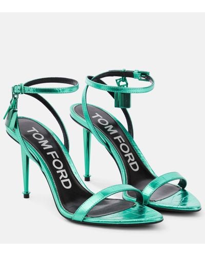 Tom Ford Padlock Leather Sandals - Green
