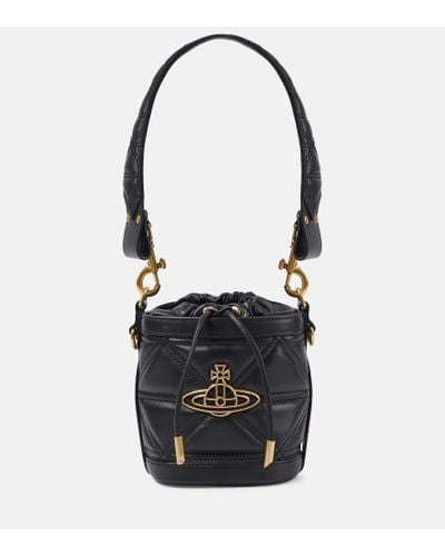 Vivienne Westwood Bucket-Bag Kitty Small aus Leder - Schwarz