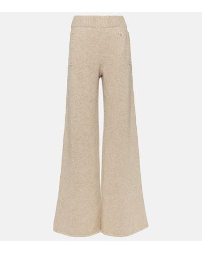 Dolce & Gabbana Wool-blend Wide-leg Pants - Natural