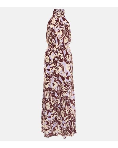 RIXO London Kendra Printed Halterneck Silk Dress - Multicolour