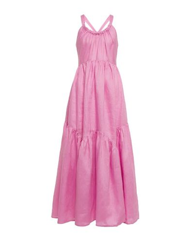 Lee Mathews Maxikleid Ali aus Leinen - Pink