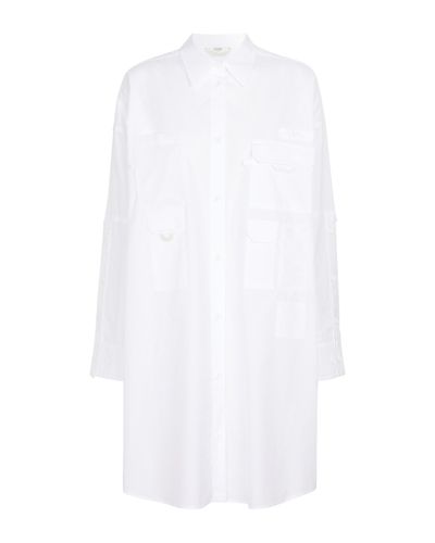 Fendi Hemdblusenkleid aus Baumwollpopeline - Weiß