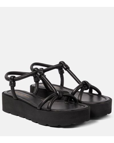 Gianvito Rossi Knotted Leather Platform Sandals - Black