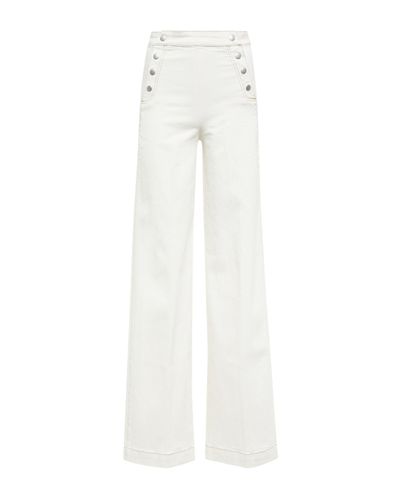 FRAME Sailor Snap High-rise Wide-leg Jeans - White