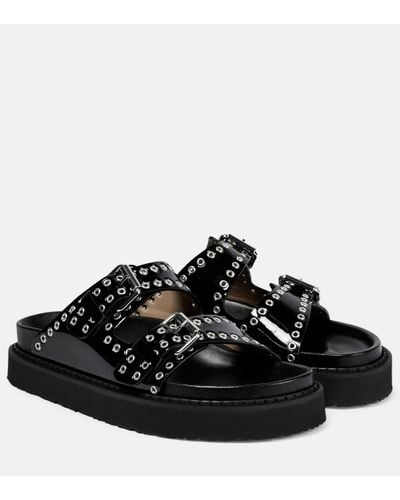 Isabel Marant Lennyo Patent Leather Sandals - Black