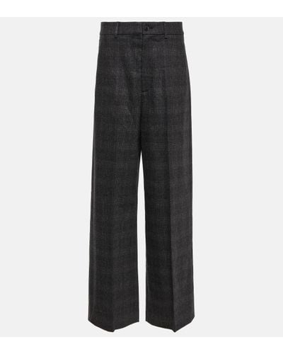 Nili Lotan Johan Wool And Cashmere-blend Wide-leg Trousers - Grey