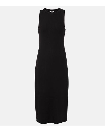 Vince Ribbed-knit Jersey Midi Dress - Black