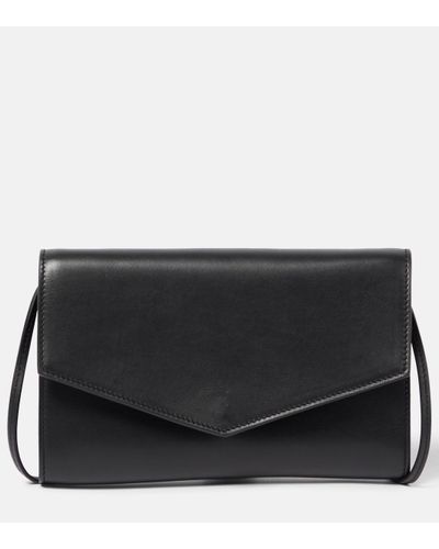 The Row Envelope Leather Crossbody Bag - Black