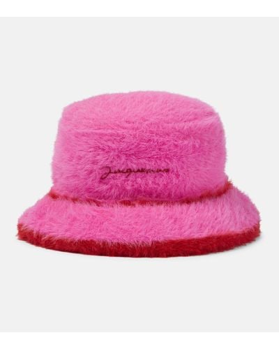 Jacquemus Le Bob Neve Faux Fur Bucket Hat - Pink