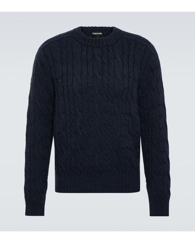 Tom Ford Pullover in lana a trecce - Blu