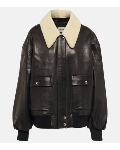 Khaite Shellar Shearling-trimmed Leather Jacket - Black