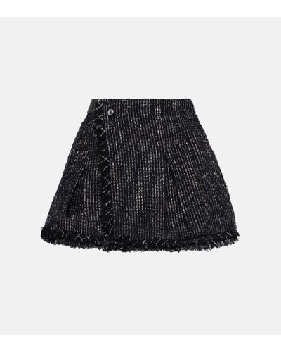 Sacai Jupe-short en tweed de laine melangee - Noir