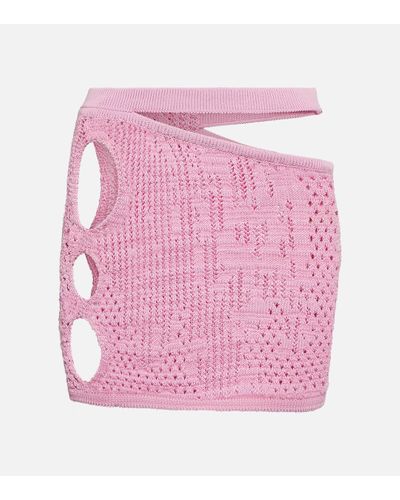 Roberta Einer Distressed Cutout Cotton-blend Miniskirt - Pink