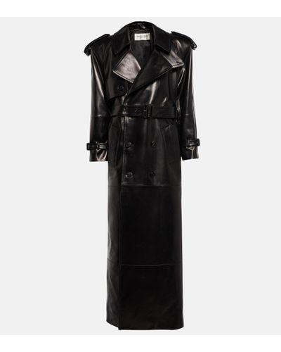 Saint Laurent Trench-coat en cuir - Noir