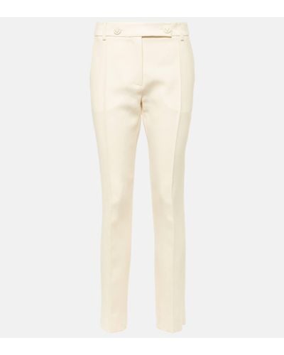 Valentino Crepe Couture Mid-rise Straight Trousers - Natural
