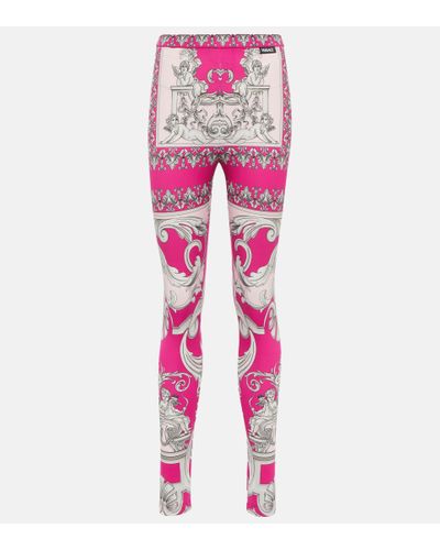 Versace Bedruckte Leggings Silver Baroque - Pink