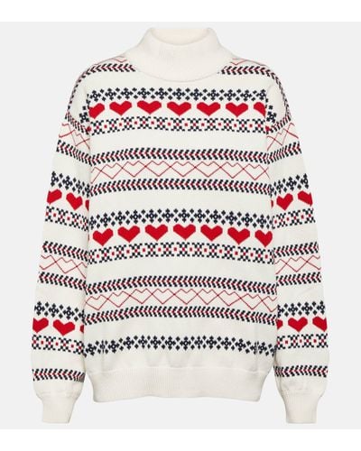 The Upside St Moritz Clementine Intarsia Cotton Jumper - Red