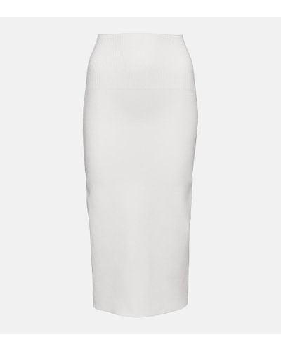 Victoria Beckham Ribbed-knit High-rise Midi Skirt - White