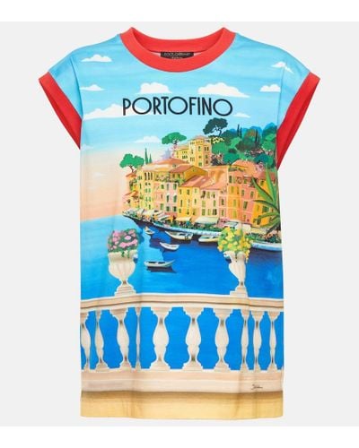 Dolce & Gabbana T-shirt Portofino in jersey di cotone - Blu