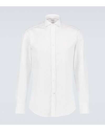 Brunello Cucinelli Long-sleeved Cotton Shirt - White