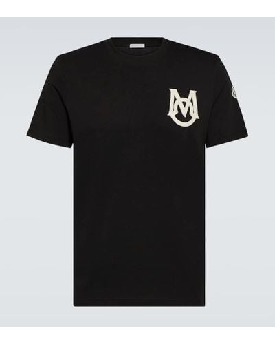 Moncler Camiseta en jersey de algodon con logo - Negro