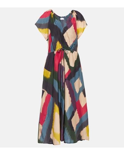 Velvet Vestido largo Claudette de algodon y seda - Multicolor