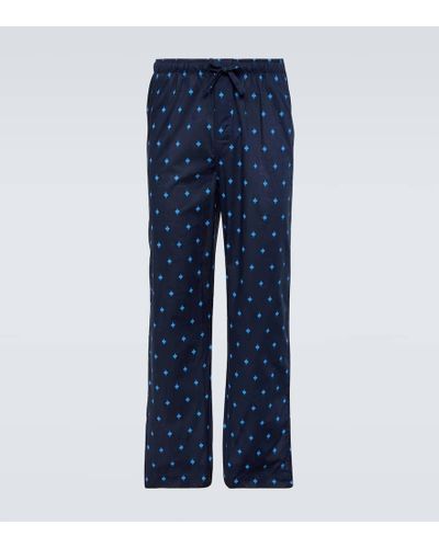 Derek Rose Pantalones de pijama Nelson de algodon - Azul