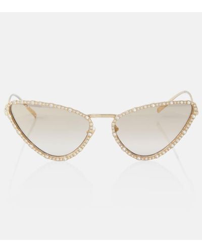 Gucci Verzierte Cat-Eye-Sonnenbrille Interlocking G - Natur